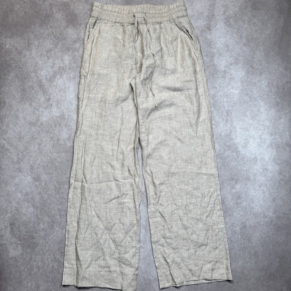Tommy Bahama 100% Linen Tall Slacks Women's Size S Wide Leg Resort Tan - Picture 1 of 9